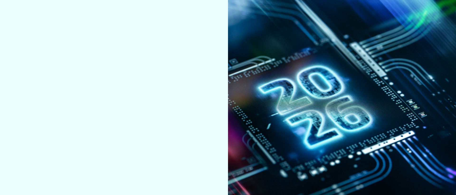 Das Bild zeigt das Konzept eines Mikroprozessors oder CPU mit der Jahreszahl "2026" darauf. Es symbolisiert die Zukunft der Technologie oder den technologischen Fortschritt, der für das Jahr 2026 erwartet wird. Die leuchtenden Linien und die digitale Ästhetik unterstreichen die Verbindung zum Bereich Tech und Elektronik. Dies könnte auf zukünftige Entwicklungen in der Computer- und Prozessor-Technik hinweisen.
